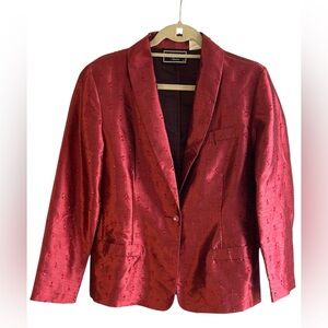 Gotham Square vintage deep red nylon polyester beaded shoulder pads blazer Sz 10